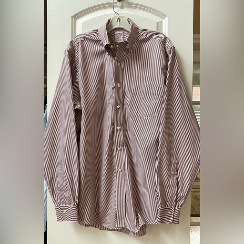 Brooks Brother Burgundy Stripe Dress Shirt